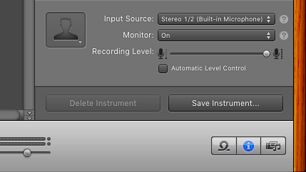 GarageBand track settings
